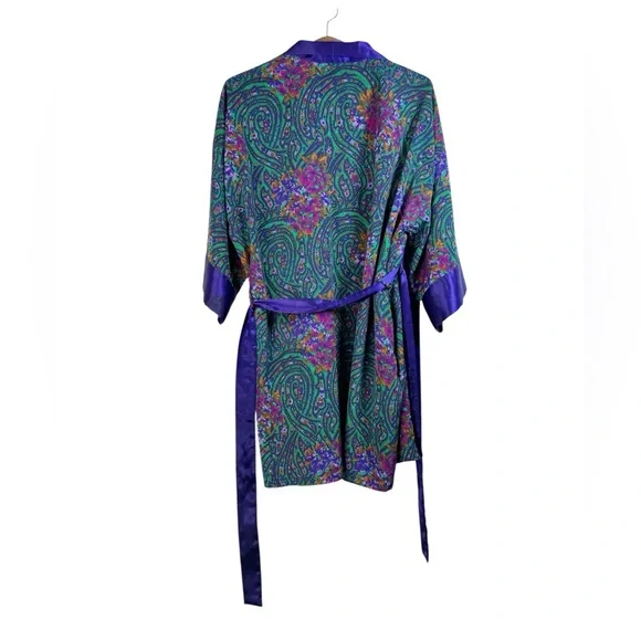 Vintage Victoria’s Secret Women’s Paisley Robe Gold Label Whimsical Fairy Floral - Picture 4 of 14